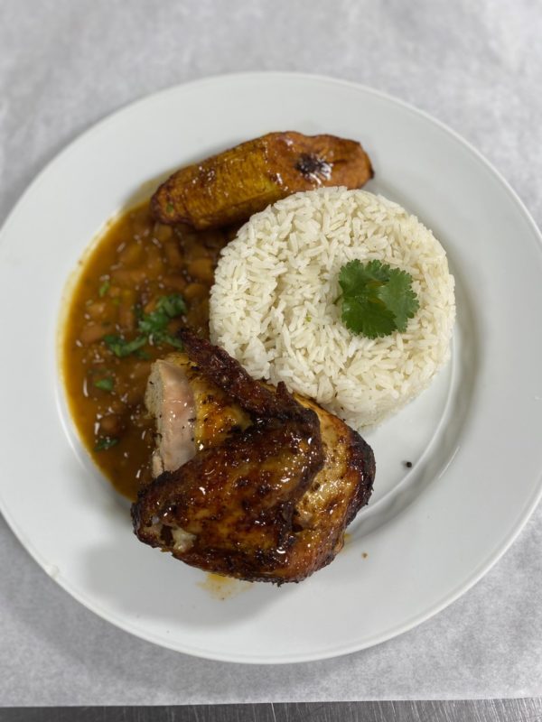 Rotisserie Chicken, Rice, Beans and Plantains