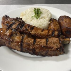 Tender Pork Spare Ribs, Rice, Beans & Plantain
