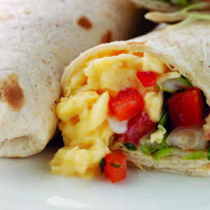 SCRAMBLED EGGS W/ ONION, TOMATOS, PEPPERS